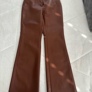 Babaton Tan Faux Leather Pants